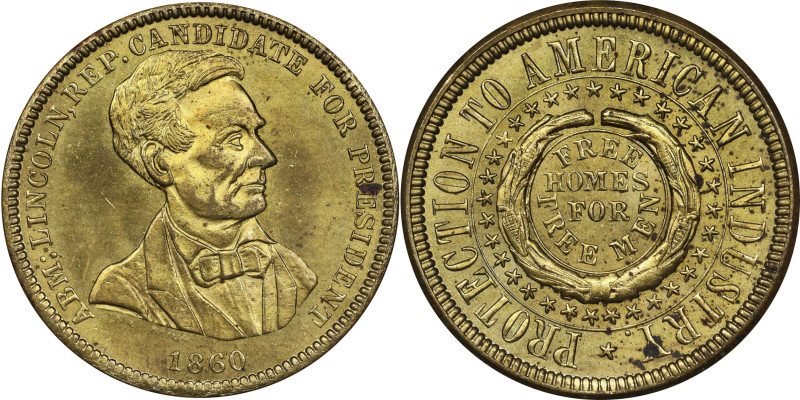 1860 Abraham Lincoln Campaign Medal. DeWitt-AL 1860-51, Cunningham 1-620B, King-...