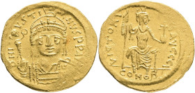 Byzantine Iustinus II. 565-578 Gold Solidus Constantinopol, Globe Victoria and shild VICTORI-A AVGGG CONOB, MIB 4 Gold 4,40g

VF
