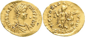 Byzantine Empire AD 491-518 Tremissis - Anastasius I Dicorus (VICTORIA AVGVSTORVM; Constantinopolis) Gold (.990) Constantinopolis Mint Gold 1.49g NGC ...