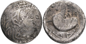 Celts in Eastern Europe AR Tetradrachm. Schnabelpferd Type. Mint in the northern Carpathian region, circa 2nd century BC. Celticised, laureate and bea...