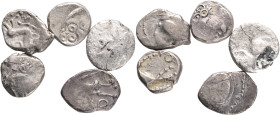Celtic, GALIE Lot 5 coins, AR Quinar 200-100 BC, Horse, DT 3437 Ag. Total weight 9,46g

F/VG