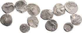 Celtic, GALIE Lot 3 coins, AR Quinar 200-100 BC, Horse, DT 3437 Ag. Total weight 11,54g

F/VG