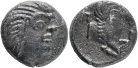 Cimmerian Bosporos. Pantikapaion. AE 16.( 325-310 BC).Obv.: Head of bearded satyr right. Rev.: Π Α Ν around forepart of griffin left .Ref.:MacDonald-6...