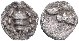 Ionia, Ephesos, c. 500-420 BC. AR Tetartemorion (7mm, 0.19g, 2h). Bee with slightly curved wings. R/ EΦ, Head of eagle r. within incuse square. Karwie...
