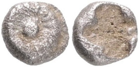 Ionia, Miletos AR 1/96 Stater. Circa 510-494 BC. Rosette with central pellet / Stellate pattern of five pellets within quadrilobe incuse. SNG Tübingen...