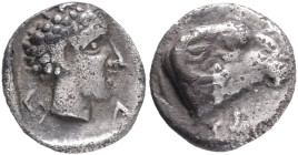 Karia, Kasolaba AR Hemiobol. Circa 420-400 BC. Head of ram left / Youthful male head right. Konuk, Kasolaba 5; Troxell 9A; SNG Keckman 866-882.Silver ...