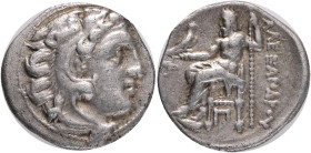 Kings of Macedon, Alexander III The Great (336-323 BC) AR Drachm , Colophon mint.Obv: Head of Heracles right, wearing lion skin headdress, paws tied b...