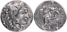 KINGS of MACEDON. temp. Philip III – Lysimachos. Circa 323-280 BC. AR Drachm, Obv: Head of Herakles right, wearing lion skin,Rev: AΛEΞANΔPOY, Zeus sea...