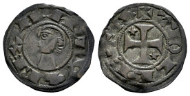 Reino de Castilla y León. Alfonso I de Aragón (1109-1126). Dinero. Toledo. (Bautista-40). (Imperatrix-A8:28.1, como Alfonso VIII). Ve. 0,78 g. Estrell...