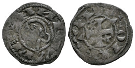 Reino de Castilla y León. Alfonso I de Aragón (1109-1126). Dinero. Toledo. (Bautista-40.1). Anv.: • AИFVS REX. Rev.: + TOLLETA . Ve. 0,83 g. Roel estr...