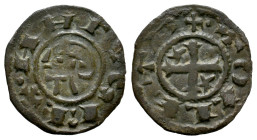 Reino de Castilla y León. Alfonso I de Aragón (1109-1126). Dinero. Toledo. (Bautista-40.4 var.). (Abm-23.1). Anv.: · ANFVS REX. Rev.: + · TOLLETA. Ve....
