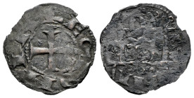 Reino de Castilla y León. Alfonso VII (1126-1157). Dinero. León. (Bautista-72). (Imperatrix-A7:36.10). Anv.: LEGIONIN. Cruz. Rev.: Templo de tres nave...