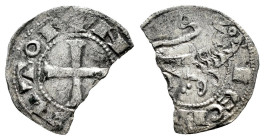 Reino de Castilla y León. Alfonso VII (1126-1157). Óbolo. León. (Bautista-120.2). (Imperatrix-A7:53.15). Ve. 0,31 g. Tres puntos bajo el león. Cospel ...