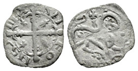 Reino de Castilla y León. Alfonso IX (1188-1230). Óbolo. Marca de ceca: Punto. (Bautista-233). Ve. 0,30 g. Magnífico ejemplar. Muy rara en esta conser...
