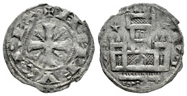 Reino de Castilla y León. Alfonso VIII (1158-1214). Dinero. ¿Toledo?. (Bautista-294 var.). (Bautista-A8:24.2). Anv.: + º ANFVS︙REX º. Cruz con espigas...