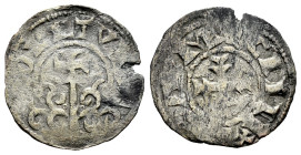 Reino de Castilla y León. Alfonso VIII (1158-1214). Dinero. Toledo. (Bautista-310). (Imperatrix-A8:1.1). Anv.: X (E)RA M(C)CIIII. Rev.: (T)OLETV(M). V...
