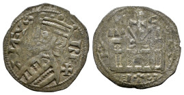 Reino de Castilla y León. Alfonso VIII (1158-1214). Dinero. Calahorra (La Rioja). (Bautista-314.1). (Imperatrix-A8:36.6). Ve. 0,90 g. Estrella y C sob...