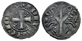 Reino de Castilla y León. Fernando III (1217-1252). Dinero. Salamanca. (Bautista-329). (Imperatrix-S4:2.1, como Sancho IV). Anv.: + MONETA LEGIONIS. V...