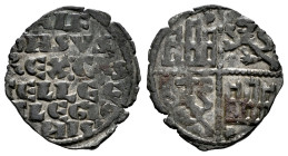 Reino de Castilla y León. Alfonso X (1252-1284). Dinero de seis líneas. (Bautista-365). Ve. 0,80 g. Roseta en el 1º y 4º cuadrante. EBC-/MBC+. Est...5...