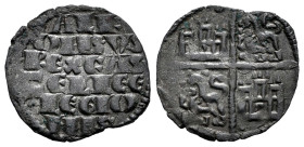 Reino de Castilla y León. Alfonso X (1252-1284). Dinero de seis líneas. (Bautista-No cita). Ve. 0,94 g. Punto en el 1º, 2º y 4º cuadrante. Aparentemen...