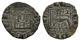 Reino de Castilla y León. Alfonso X (1252-1284). Óbolo. Burgos. (Bautista-410.1). Anv.: oCAo / oSTo / oLEo / oLEo. Ve. 0,51 g. B en la cola del león. ...