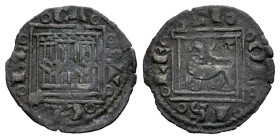 Reino de Castilla y León. Alfonso X (1252-1284). Óbolo. Burgos. (Bautista-410.9). Ve. 0,38 g. B en la cola del león. La leyenda del reverso comienza a...
