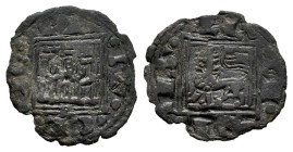 Reino de Castilla y León. Alfonso X (1252-1284). Óbolo. Murcia. (Bautista-414). Ve. 0,41 g. M bajo el castillo. Ligera doble acuñación. MBC-. Est...25...