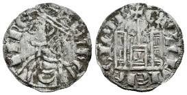 Reino de Castilla y León. Sancho IV (1284-1295). Cornado. León. (Bautista-430.3). Ve. 0,61 g. Estrellas a los lados del vástago central y L retrógrada...