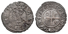 Reino de Castilla y León. Sancho IV (1284-1295). Seisen o Meaja Coronada. (Bautista-439 var.). (Abm-316 var.). Rev.: + CAƧTELLE LEGIONIƧ. Ve. 0,69 g. ...