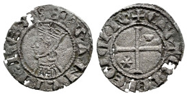 Reino de Castilla y León. Sancho IV (1284-1295). Seisen o Meaja Coronada. Cuenca. (Bautista-442). Anv.: + : SANCII : REX :. Ve. 0,55 g. Cuenco y estre...