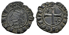 Reino de Castilla y León. Sancho IV (1284-1295). Seisen o Meaja Coronada. Toledo. (Bautista-446). Anv.: +︙SAИCII︙REX︙. Ve. 0,65 g. Estrella y T en dia...