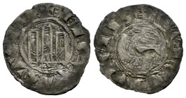 Reino de Castilla y León. Fernando IV (1295-1312). Pepión. ¿Burgos?. (Bautista-449). Ve. 0,80 g. B bajo castillo. Doble acuñación. BC+. Est...20,00. ...