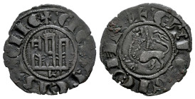 Reino de Castilla y León. Fernando IV (1295-1312). Pepión. Burgos. (Bautista-450.1). Anv.: + : F REGIS CASTELLE. Ve. 0,74 g. B bajo castillo. MBC. Est...
