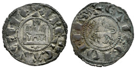 Reino de Castilla y León. Fernando IV (1295-1312). Pepión. (Bautista-459 var). (Imperatrix-F4:2.46). Ve. 0,82 g. Tres puntos bajo el castillo. Variant...