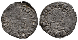 Reino de Castilla y León. Alfonso XI (1312-1350). Dinero. Sevilla. (Bautista-469). (Abm-353). Ve. 0,72 g. S bajo el castillo. Escasa. MBC+. Est...60,0...