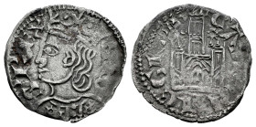 Reino de Castilla y León. Alfonso XI (1312-1350). Cornado. Murcia. (Bautista-476). Ve. 0,80 g. Dos roeles estrellados y M gótica en puerta. MBC/MBC-. ...