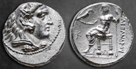 Kings of Macedon. Sidon. Alexander III "the Great" 336-323 BC. Struck under Menes. Dated RY 10 of Abdalonymos (324/3 BC).. Tetradrachm AR