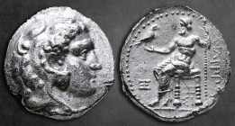 Kings of Macedon. Sidon. Philip III Arrhidaeus 323-317 BC. Struck under Laomedon, in the types of Alexander III. Sidon, dated RY 14 of Abdalonymos = 3...