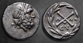 Achaia. Antigoneia (Mantinea). Achaian League circa 188-180 BC. Triobol-Hemidrachm AR