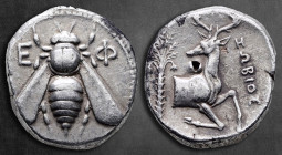 Ionia. Ephesos  circa 360-350 BC. ZΩBIOΣ (Zobios), magistrate. Tetradrachm AR