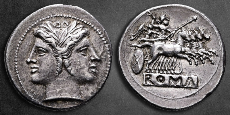 Anonymous 225-214 BC. Uncertain mint
Didrachm - Quadrigatus AR

24 mm, 6,67 g...