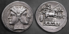 Anonymous 225-214 BC. Uncertain mint. Didrachm - Quadrigatus AR