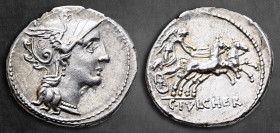 C. Claudius Pulcher 111-110 BC. Rome. Denarius AR