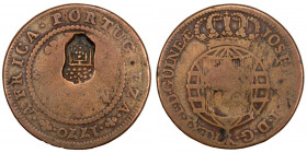 Angola 2 Macuta 1837 Counterstamped on 1770