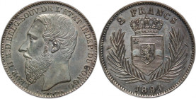 Belgian Congo 2 Francs 1894 Key Date Silver