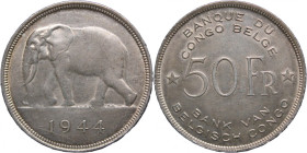 Belgian Congo 50 Francs 1944 Silver