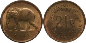 Belgian Congo 2 Francs 1947 Rare Condition