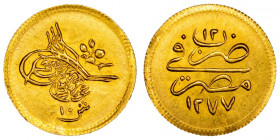 Egypt Ottoman Empire 10 Qirsh 1872 (AH1277/12) Gold