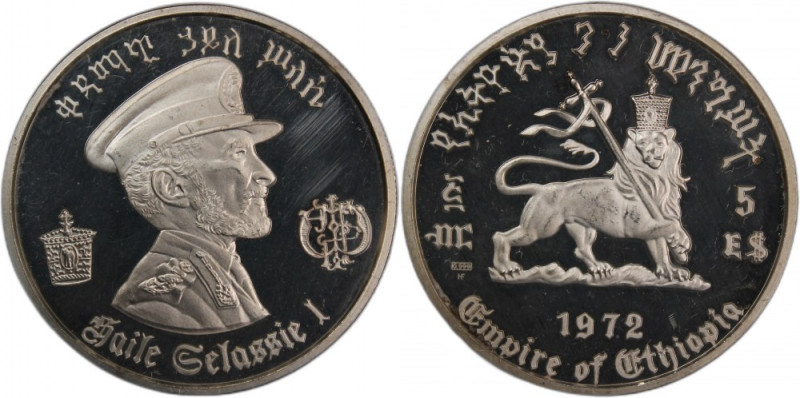 Ethiopia 5 Dollars 1972 Silver Haile Selassie Second Reign Silver KM#52

Grade...