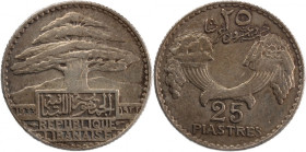 Lebanon 25 Piastres 1933 Silver